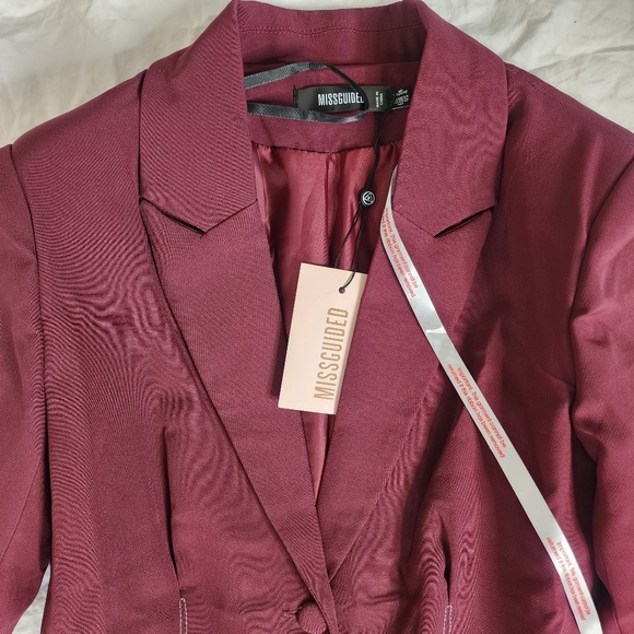 Missguided Plum Tailored Long Sleeve Plunge Belted Tux Jumpsuit size US … - Picture 9 of 16